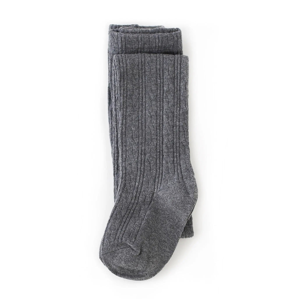 Cable Knit Tights - Charcoal Gray