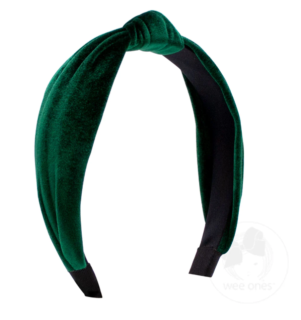 Velvet Wrapped Knotted Headband - Forest Green