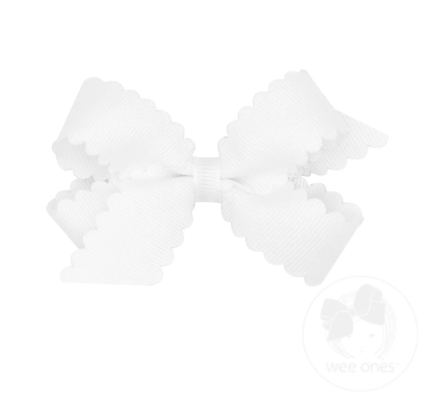 Mini Classic Grosgrain Hair Bow - White