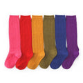 Cable Knit Knee High Socks - Bright Olive