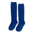 Cable Knit Knee High Socks - Classic Blue