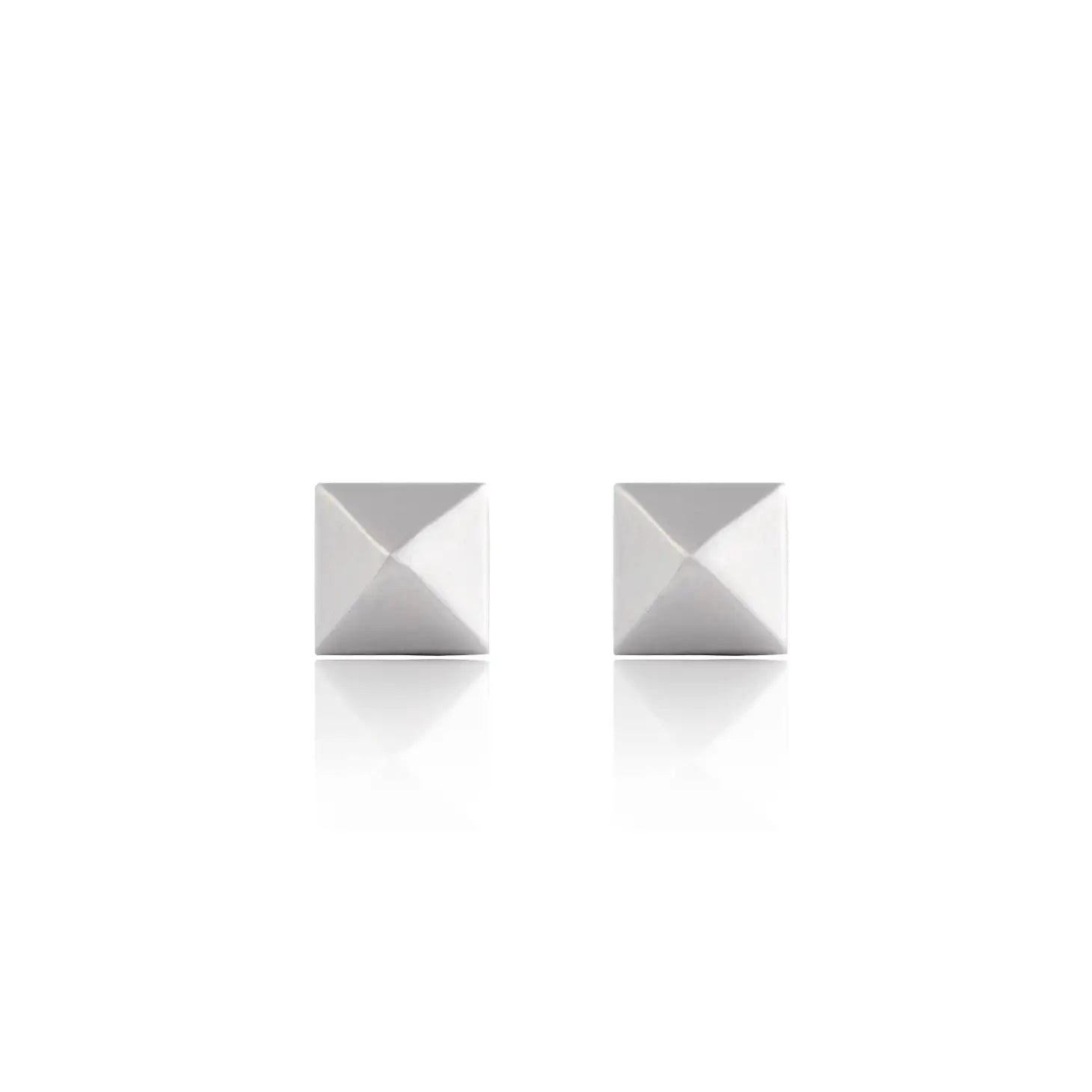 Silver Pyramid Stud Earrings