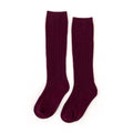 Cable Knit Knee High Socks - Wine